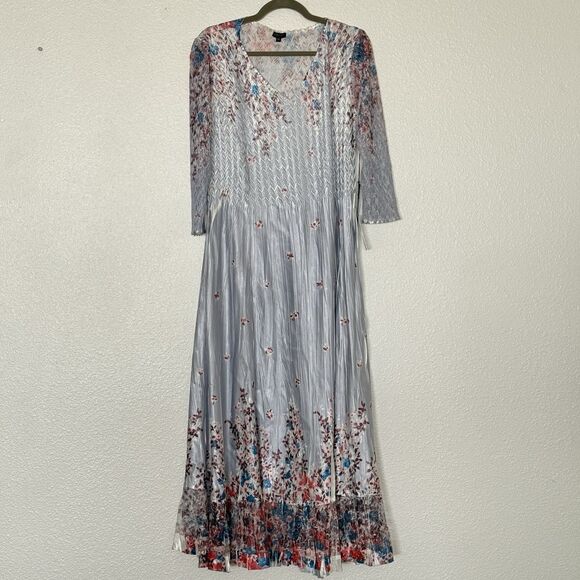 Komarov Dress Women 3X Ruffle Lace Sleeve Charmeuse Cocktail Party Formal - Picture 1 of 15